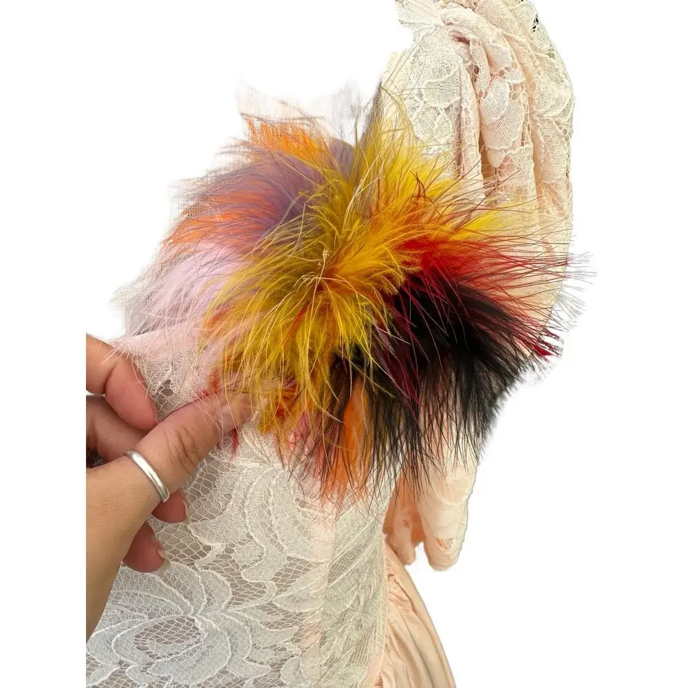 Vintage Dyed Feather Brooch